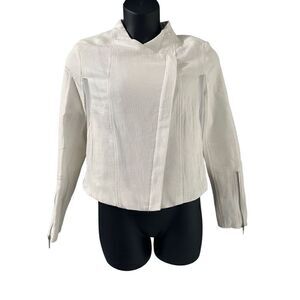 BlankNYC Women's So Icy Cream Asymmetrical Moto Jacket White Large NWT 🛑